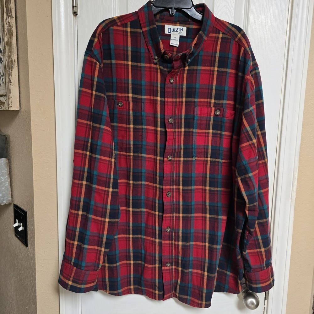 Duluth Trading‎ Shirt Size 2XL Relaxed Fit Untucked Flannel Multicolor Plaid